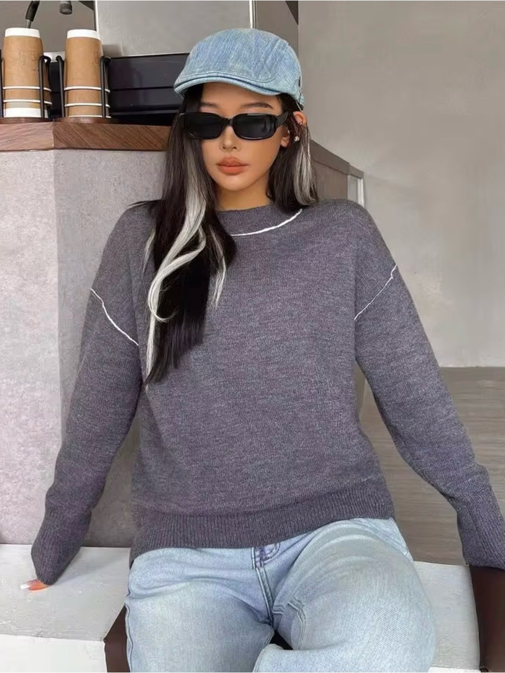 Global Works Blue Crew Neck Sweater Size XL